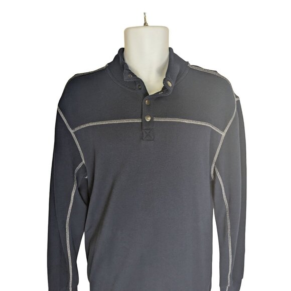 Rown Men's Navy Blue 1/4 Snap up Long Sleeve Shirt Size M - Picture 5 of 8